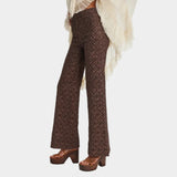Free People Runaway Floral Flare Pants In French Chocolate