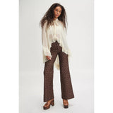 Free People Runaway Floral Flare Pants In French Chocolate