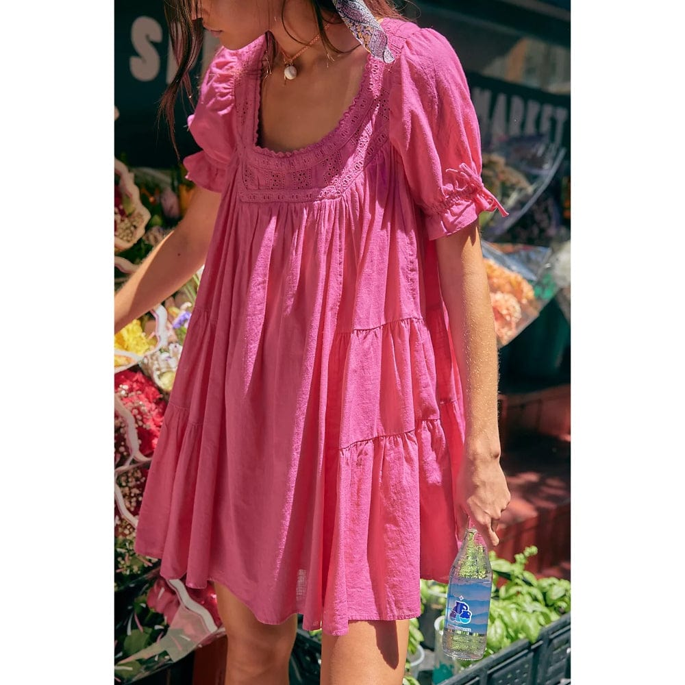 free people pink babydoll dress Free People Nina Babydoll Cotton-Linen Mini Dress in Pink
