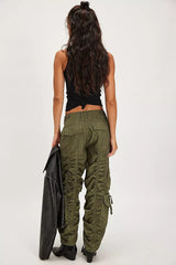 Free People Scorpio Shirred Mid-Rise Cargo Pants In Lichen