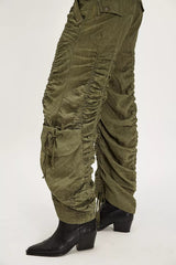 Free People Scorpio Shirred Mid-Rise Cargo Pants In Lichen