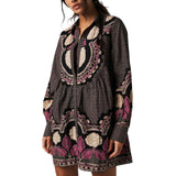 Free People Smell The Roses Mini Dress in Black Combo