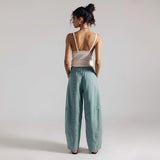 Free People Something Good Pull-On Barrel Pants In Blue Trellis
