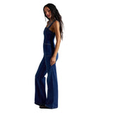 Free People Suns Out Bootcut Jumpsuit In Jean Blue