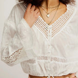 Free People Sweet Love Blouse in Egret