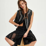 Free People Travelers Leather Vest In Black