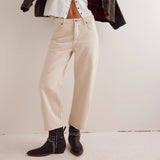 Free People We The Free Deep Trance Dropped Boyfriend Jeans In Casual Khaki