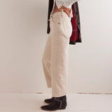 Free People We The Free Deep Trance Dropped Boyfriend Jeans In Casual Khaki