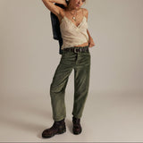 Free People: We The Free Deep Trance Dropped Corduroy Jeans In Keepsake Clover Green