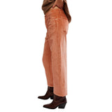 Free People We The Free Deep Trance Dropped Corduroy Trousers In Peach Peony