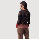 Free People, We The Free Easy Does It Printed Long Sleeve Tee In Black Combo