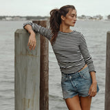 Free People: We The Free Easy Does It Striped Tee In Black Stripes