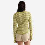 Free People: We The Free Easy Does It Striped Tee In Green Combo