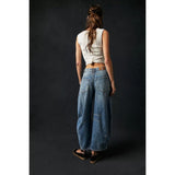 Free People We The Free Good Luck Mid-Rise Barrel Jeans In Ultra Light Beam