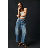 Free People We The Free Good Luck Mid-Rise Barrel Jeans In Ultra Light Beam