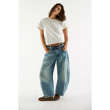 Free People We The Free Good Luck Mid-Rise Barrel Jeans In Ultra Light Beam