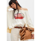 Free People We The Free Graphic Camden Pullover in Cream/Sardine
