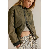 Free People We The Free Jax Washed Bomber In Olive