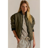 Free People We The Free Jax Washed Bomber In Olive