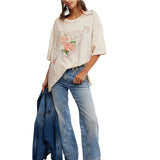 Free People We The Free Love Rose Tee In Ivory Combo