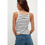 Free People We The Free Mia Striped Tank In Black Stripe