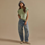 Free People We The Free Minimalist Moxie Barrel Jeans In Country Fair