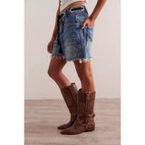 Free People We The Free Moxie Barrel Shorts In Timeless Blue
