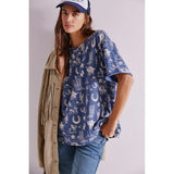 Free People We The Free Painted Floral Tee In Navy Combo