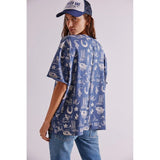 Free People We The Free Painted Floral Tee In Navy Combo