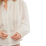 Free People Women's Best Of Me Long Sleeve Button-Down Blouse In Ivory