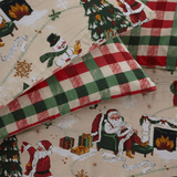 Furn. Jolly Santa Christmas Double Duvet Cover Set Cream/Red