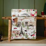 Furn. Joy To All Printed Fleece Throw In Cream