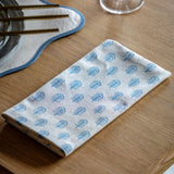 Gallery Direct Fleur Floral Stamp Napkins In Blue, 4pk