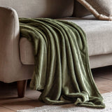 Gallery Direct Super Soft Flannel Fleece Throw In Olive