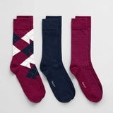 GANT 3-Pack Argyle Socks Gift Box in Rich Wine