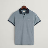 Gant 4-Colour Oxford Piqué Polo Shirt in Dusty Blue Sea