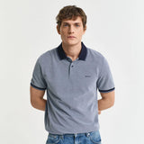 GANT 4-Color Oxford Piqué Polo Shirt in Dusty Navy