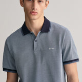 Gant 4-Colour Oxford Piqué Polo Shirt in Dusty Blue Sea