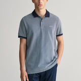 Gant 4-Colour Oxford Piqué Polo Shirt in Dusty Blue Sea