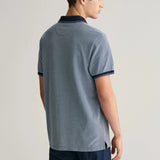 Gant 4-Colour Oxford Piqué Polo Shirt in Dusty Blue Sea