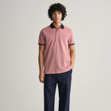 Gant 4-Colour Oxford Piqué Polo Shirt in Sunset Pink