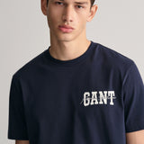 GANT Arch Script Graphic T-Shirt in Evening Blue