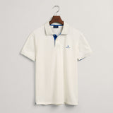 GANT Contrast Collar Pique Rugger Eggshell Polo Top Cream