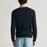 GANT Cotton Cable knit Crew Neck In Blue