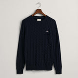 GANT Cotton Cable knit Crew Neck In Blue