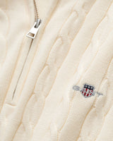 GANT Cotton Cable Knit Half-Zip Sweater in Cream