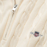 GANT Cotton Cable Knit Half-Zip Sweater In Cream