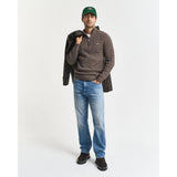 GANT Cotton Cable Knit Half-Zip Sweater In Seawood Melange