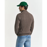 GANT Cotton Cable Knit Half-Zip Sweater In Seawood Melange