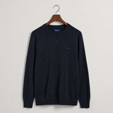GANT Cotton Flamme Crew Neck Sweater Evening Blue